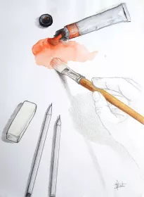 Gouache / graphite pencil / coloured pencils